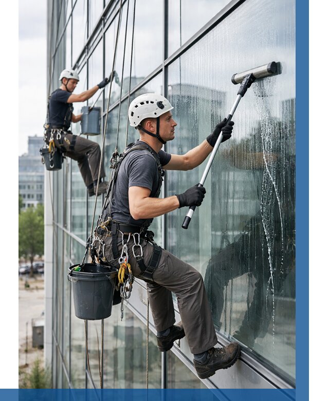 Мойка витражей альпинистами в Белове от 760 р. под ключ|ВЫСОТНИК-Блв