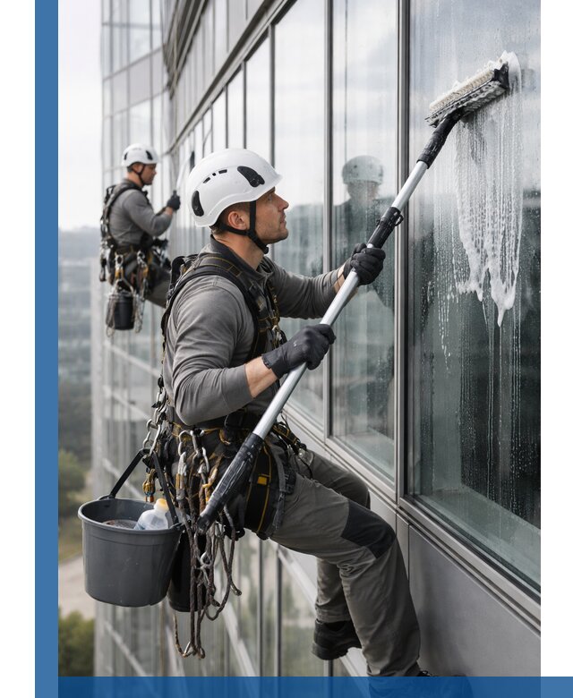 Высотная мойка сплошного остекления с выездом в Белове