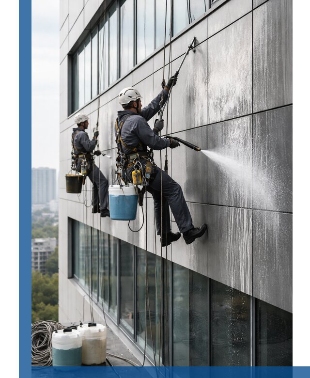 Профессиональная мойка вентилируемых фасадов в Белове