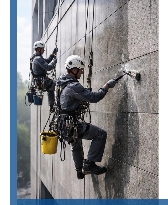 Профессиональная мойка фасада из керамогранита в Белове