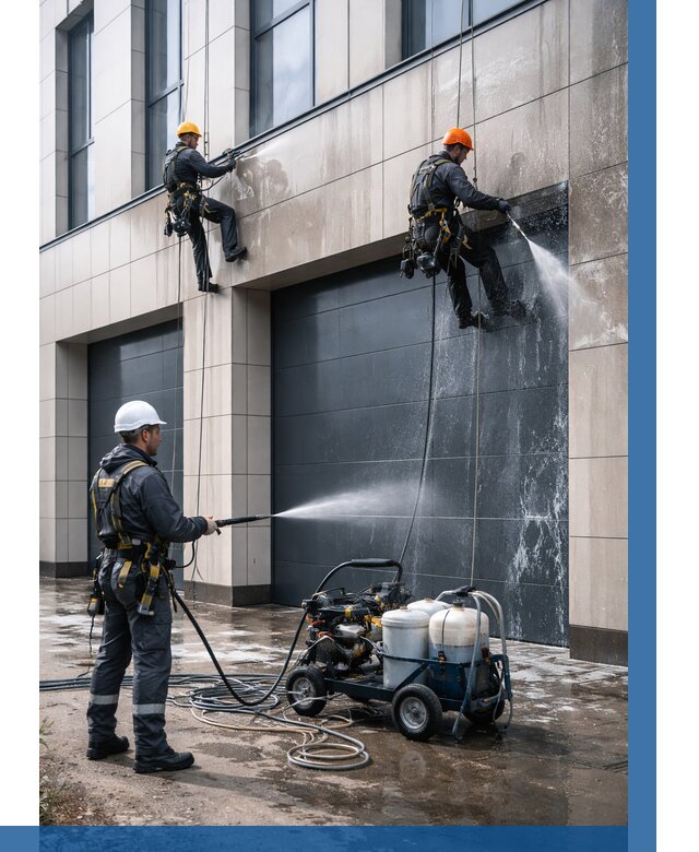 Послестроительная мойка фасада в Белове от 326 р. | ВЫСОТНИК-Блв