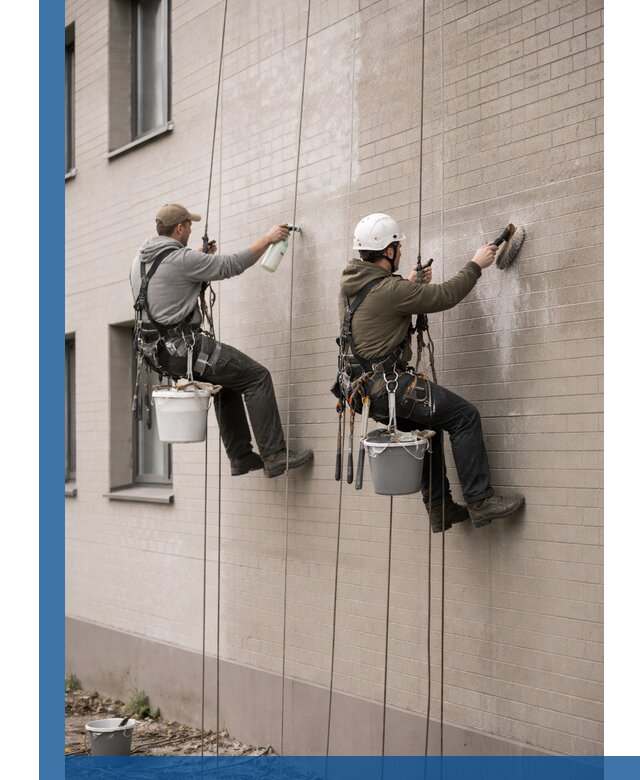 Удаление высолов с фасада зданий в Белове без повреждений и следов