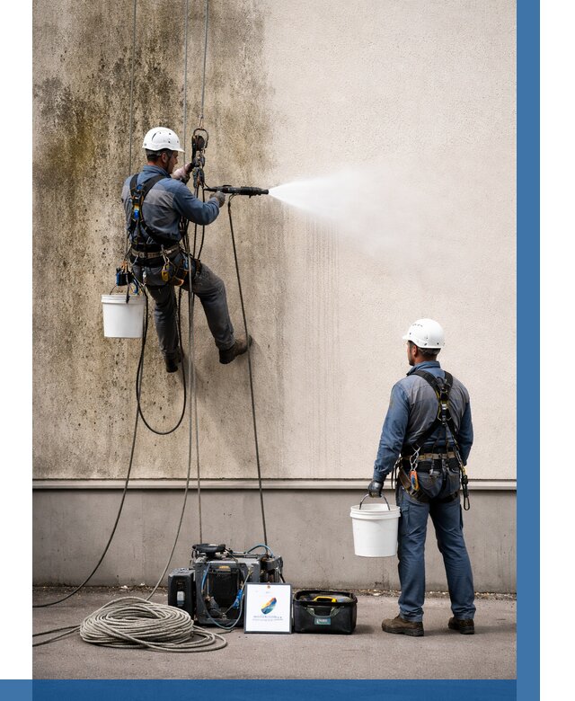 Очистка фасада от плесени в Белове от 326 р. | ВЫСОТНИК-Блв