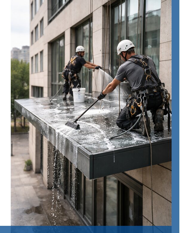 Мойка козырьков и навесов в Белове от 3801 р. | ВЫСОТНИК-Блв