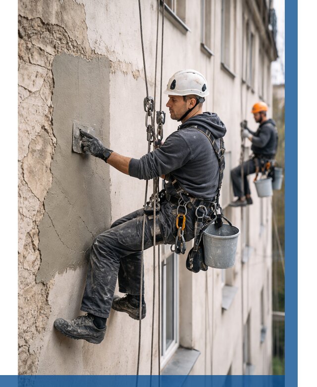 Восстановление штукатурки фасада в Белове от 1303 р. | ВЫСОТНИК-Блв