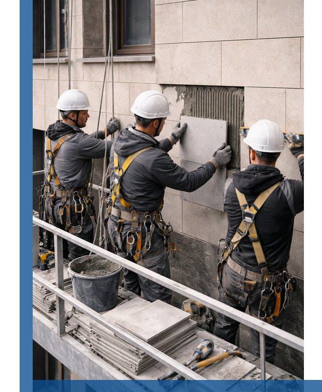 Ремонт облицовки фасада плиткой в Белове с гарантией