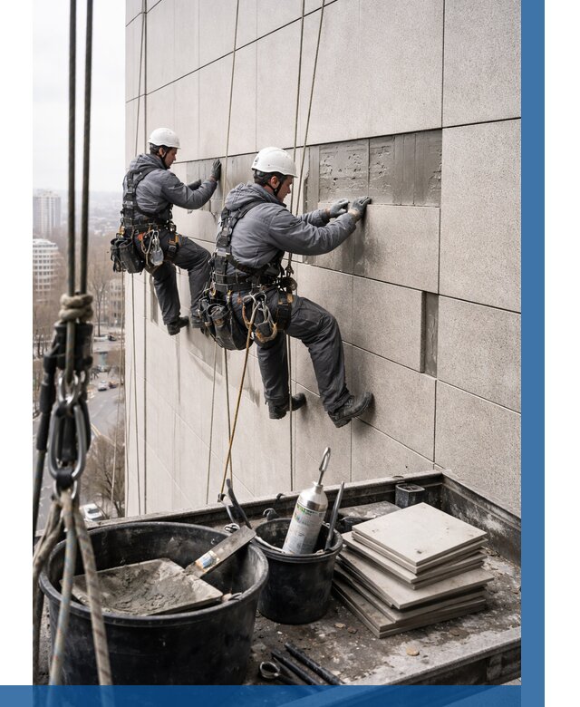 Ремонт фасада из керамогранита в Белове от 2715 р. | ВЫСОТНИК-Блв