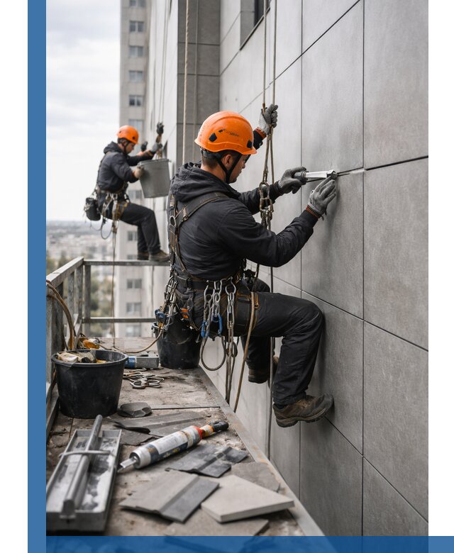 Профессиональный ремонт фасада из керамогранита в Белове