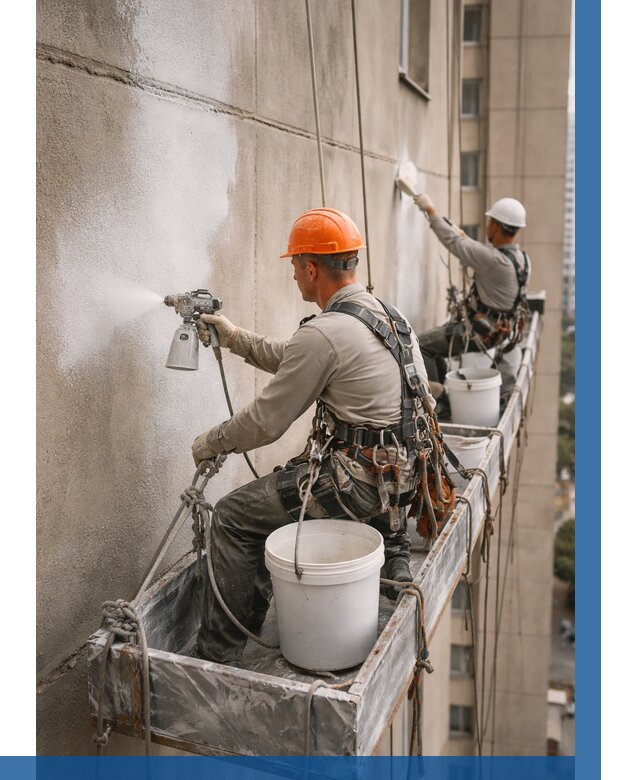 Грунтовка фасада на высоте в Белове от 130 р. | ВЫСОТНИК-Блв