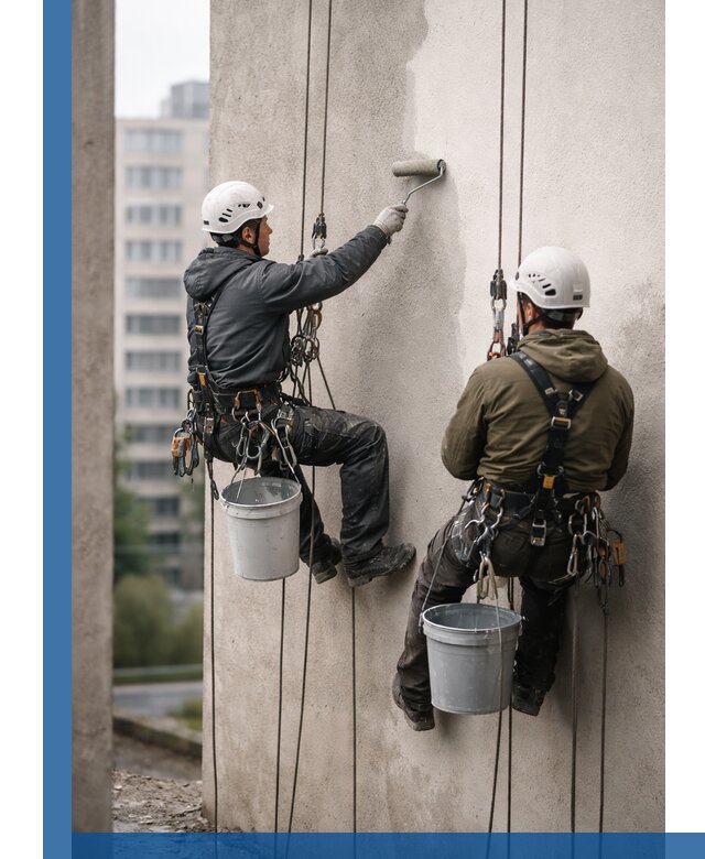 Покраска фасадов высотными альпинистами в Белове с гарантией