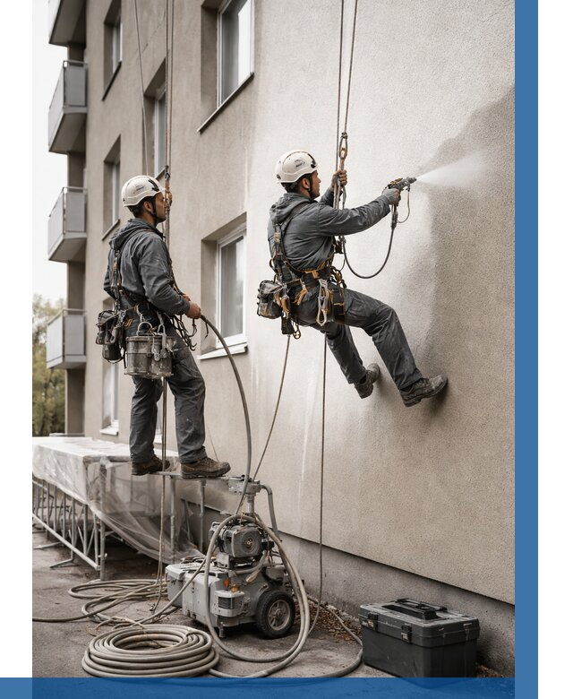 Безвоздушная покраска фасада в Белове от 239 р/м² | ВЫСОТНИК-Блв