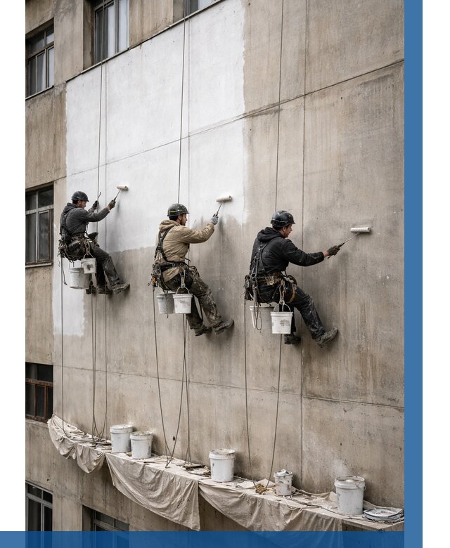 Покраска бетонного фасада в Белове от 380 р за м2 | ВЫСОТНИК-Блв