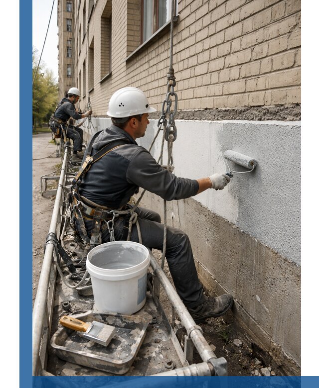 Окраска цоколя здания в Белове профессионально и надежно