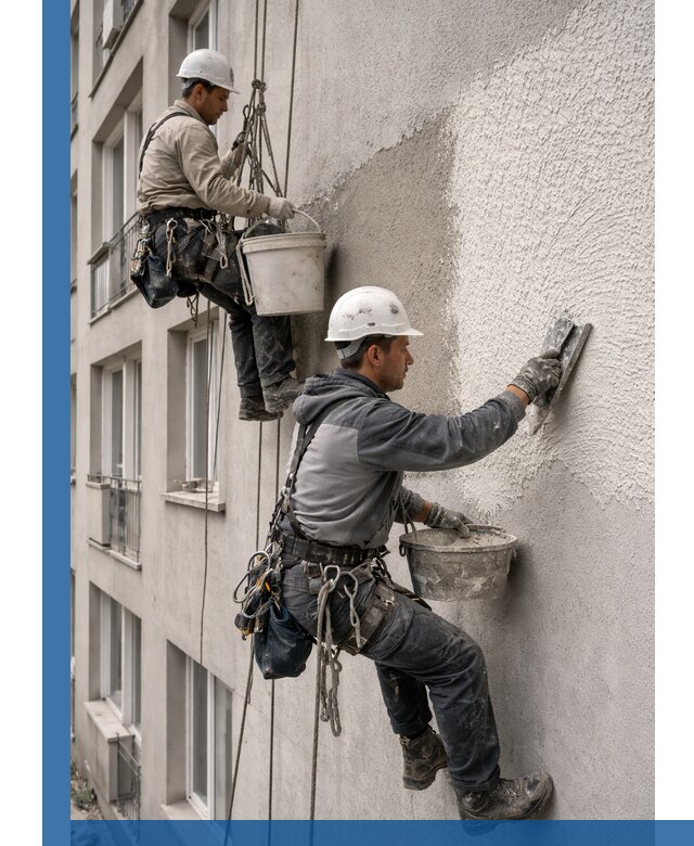 Нанесение декоративной штукатурки короед на фасад в Белове