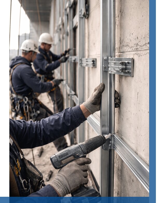 Монтаж подсистемы вентфасада в Белове от 923 р. | ВЫСОТНИК-Блв