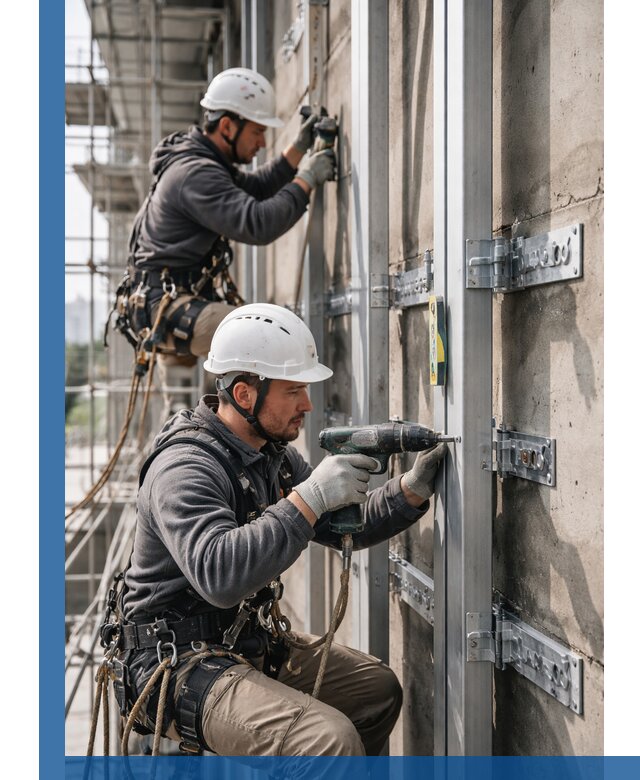 Монтаж и крепление подсистемы вентфасада в Белове