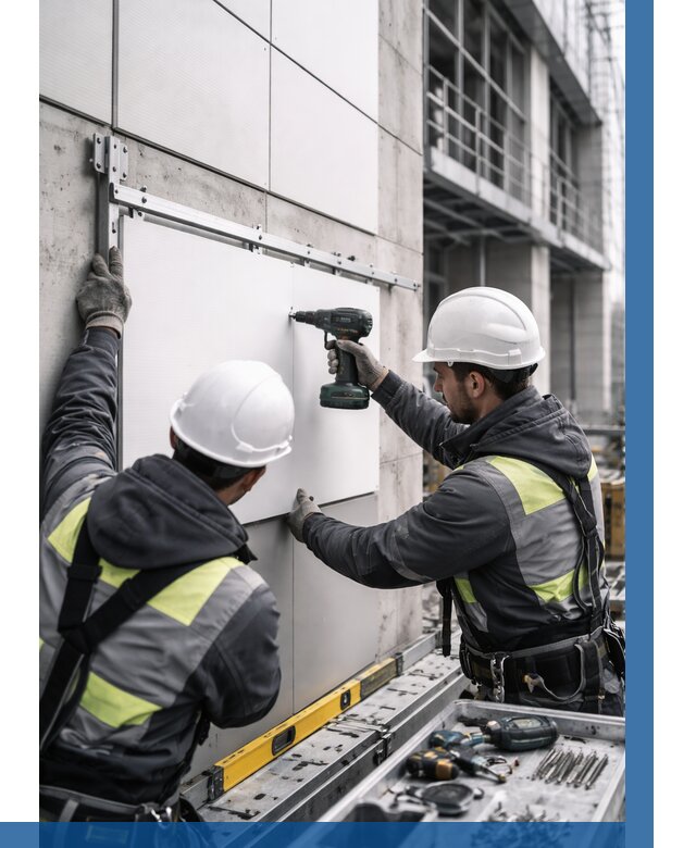 Монтаж композитных панелей фасада в Белове от 2715 р. | ВЫСОТНИК-Блв