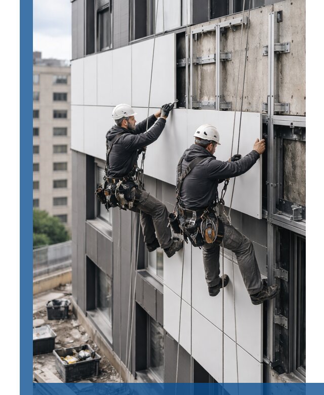 Монтаж композитных панелей фасада в Белове под ключ