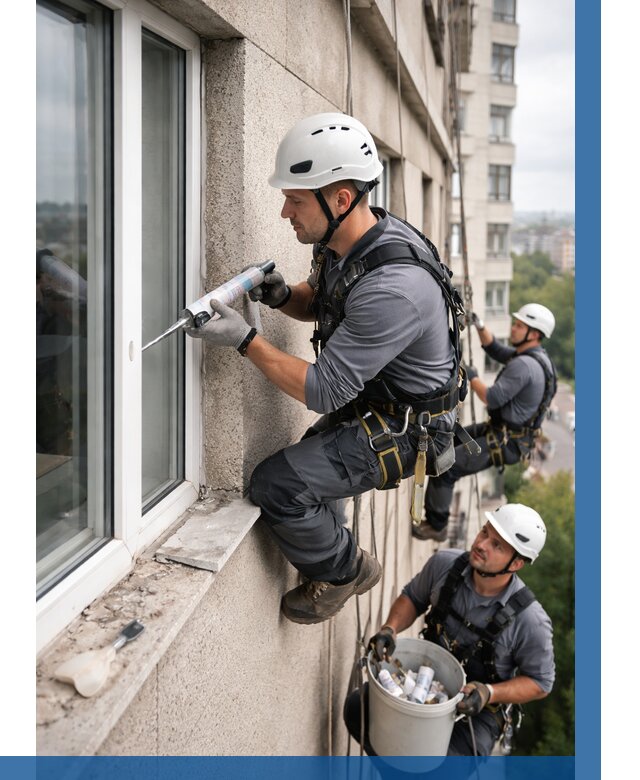 Герметизация оконных швов снаружи в Белове от 1629 р. | ВЫСОТНИК-Блв