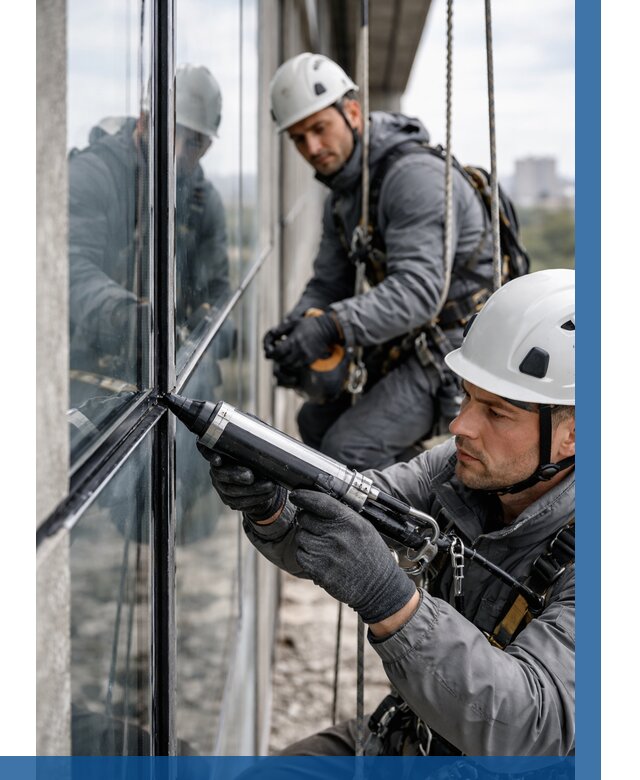 Герметизация витражных швов в Белове от 706 р. | ВЫСОТНИК-Блв