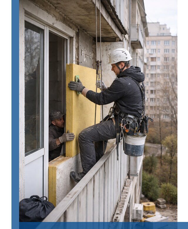 Профессиональное утепление балкона снаружи в Белове под ключ