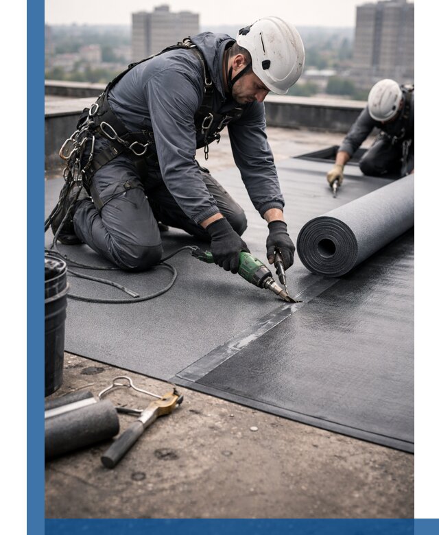 Ремонт мягкой кровли в Белове с выездом промальпинистов