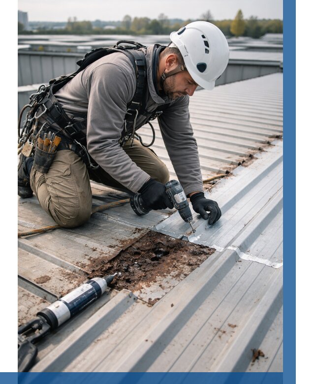 Ремонт профнастила на кровле в Белове от 760 р. | ВЫСОТНИК-Блв