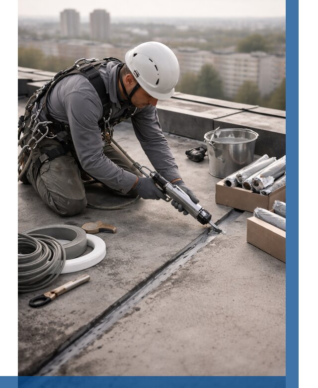 Герметизация швов кровли в Белове от 489 р./м2 | ВЫСОТНИК-Блв