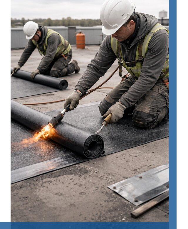 Монтаж наплавляемой кровли в Белове от 923 р. — ВЫСОТНИК-Блв