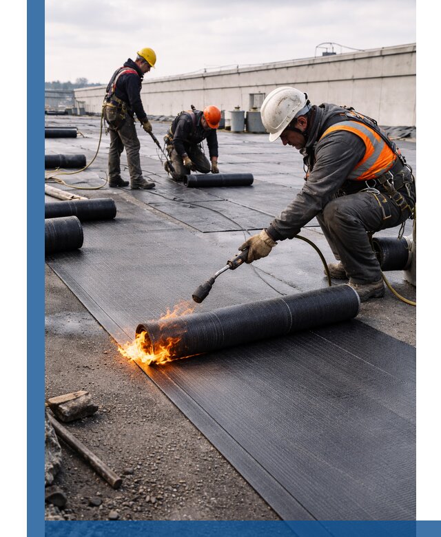 Монтаж наплавляемой кровли в Белове профессионально