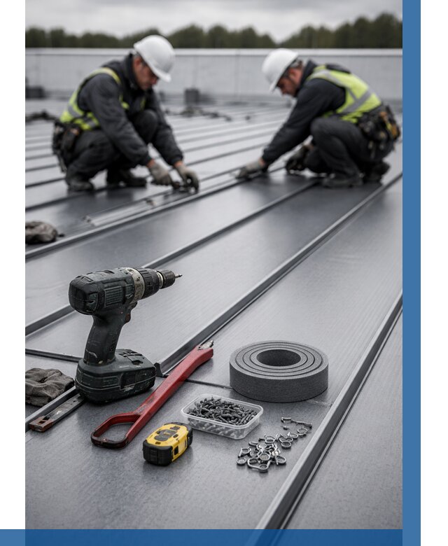 Монтаж фальцевой кровли в Белове от 1955 р. | ВЫСОТНИК-Блв