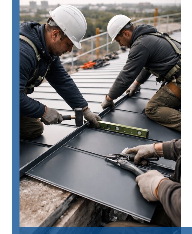 Монтаж фальцевой кровли в Белове для промышленных зданий