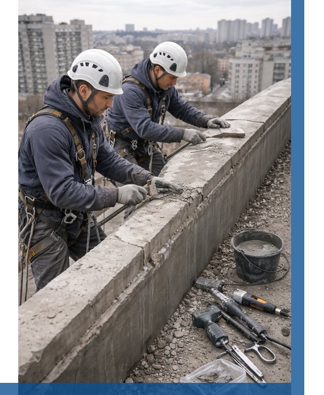 Ремонт парапета на кровле в Белове от 1629 р. | ВЫСОТНИК-Блв