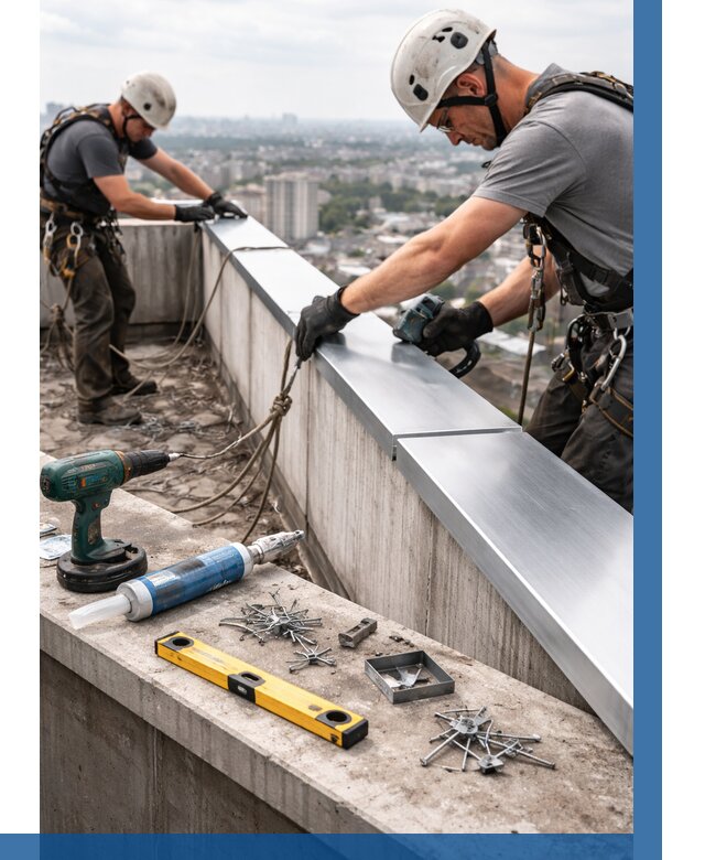 Монтаж парапетных крышек в Белове от 869 р. | ВЫСОТНИК-Блв