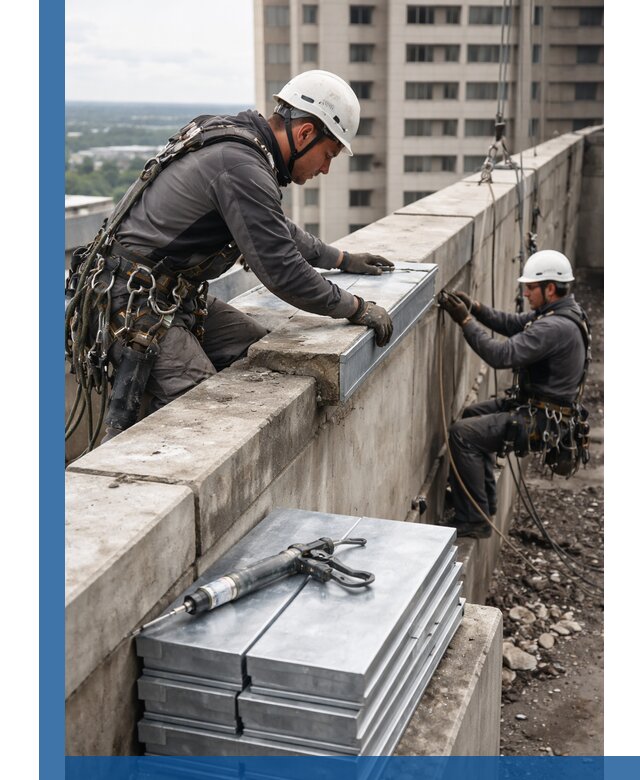 Замена парапетных крышек и установка новых в Белове