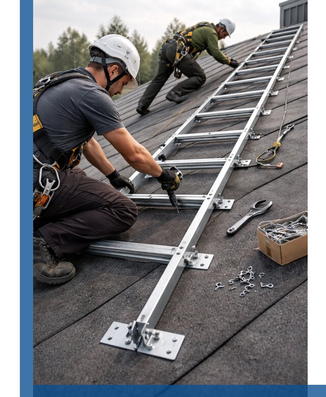 Профессиональный монтаж кровельной лестницы в Белове под ключ