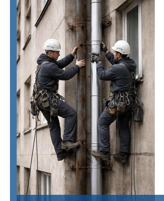 Замена водосточных труб в Белове: монтаж и демонтаж под ключ