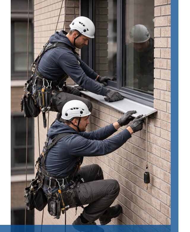 Монтаж оконных отливов под ключ в Белове от 3801 р. | ВЫСОТНИК-Блв