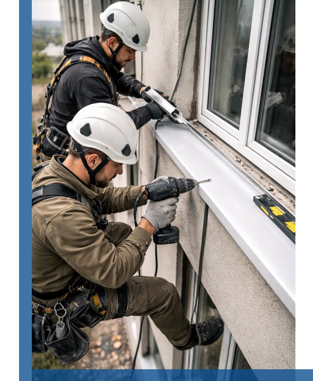 Профессиональный монтаж оконных отливов и отведения воды в Белове