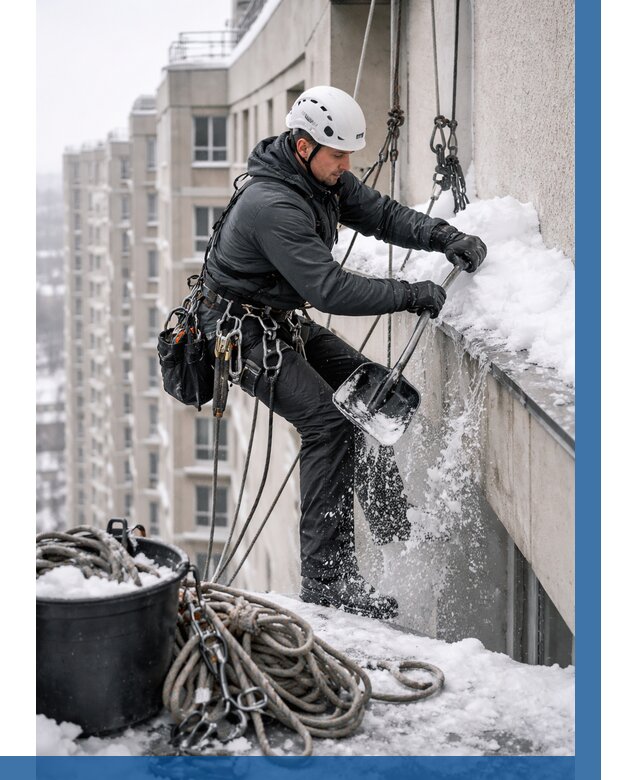 Очистка карнизов от снега в Белове от 326 р. | ВЫСОТНИК-Блв