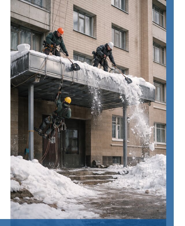 Очистка козырьков от снега в Белове от 3801 р. | ВЫСОТНИК-Блв