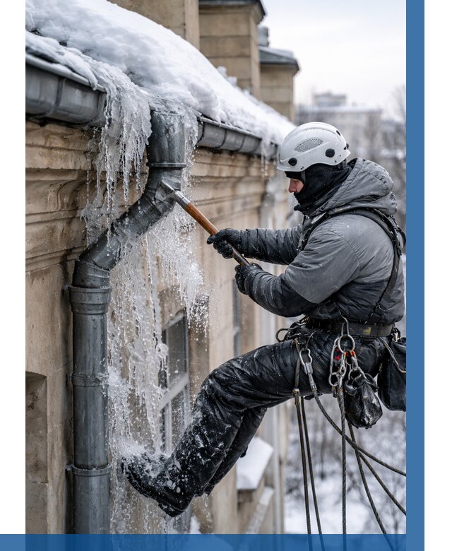Очистка водостоков от льда в Белове от 3801 р. | ВЫСОТНИК-Блв