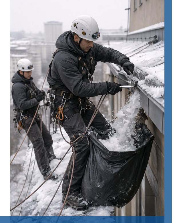 Аварийная очистка крыши в Белове под ключ от 326 р. | ВЫСОТНИК-Блв