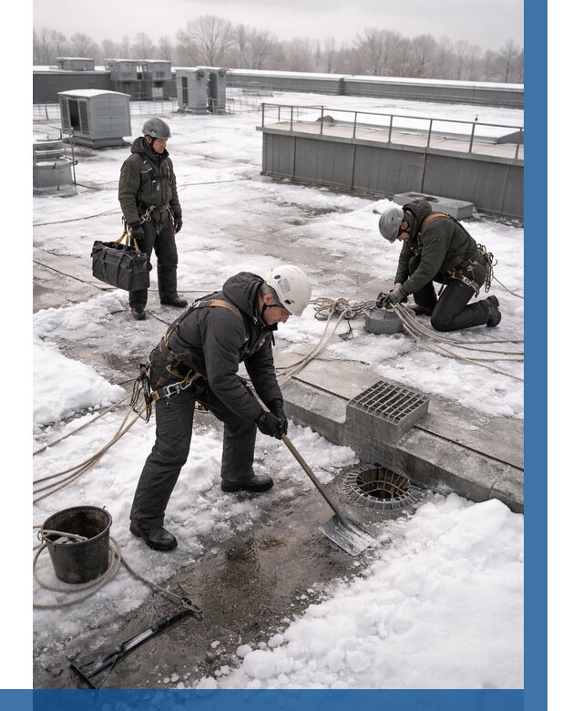 Абонентское обслуживание кровли зимой в Белове от 8687 р. | ВЫСОТНИК-Блв