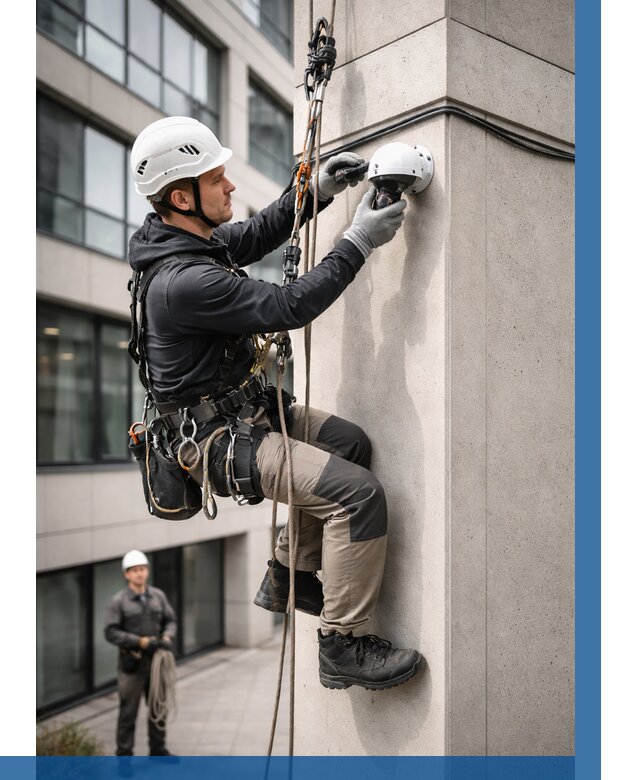 Монтаж камер видеонаблюдения на фасаде в Белове от 9230 р.-ВЫСОТНИК-Блв