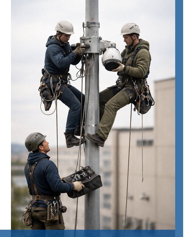 Установка видеокамер на мачте в Белове от 9230 р. | ВЫСОТНИК-Блв