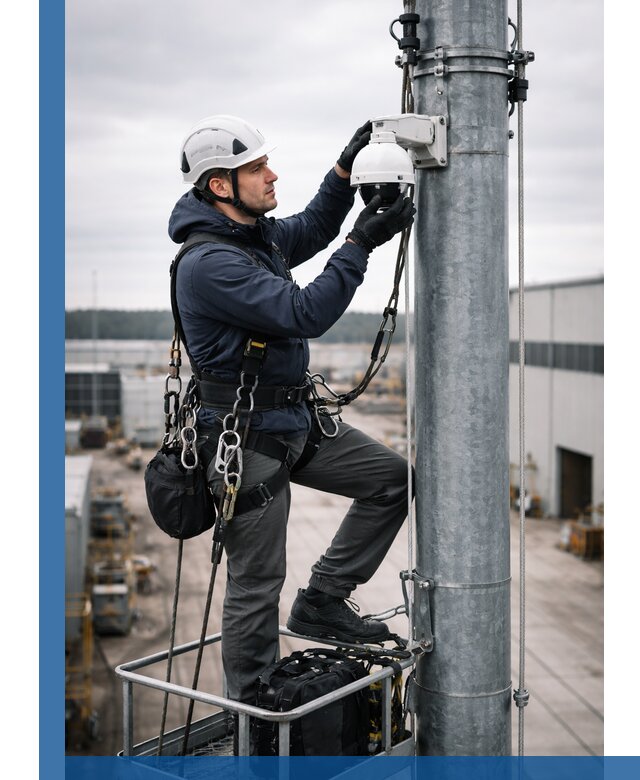 Профессиональная установка видеокамер на мачте в Белове