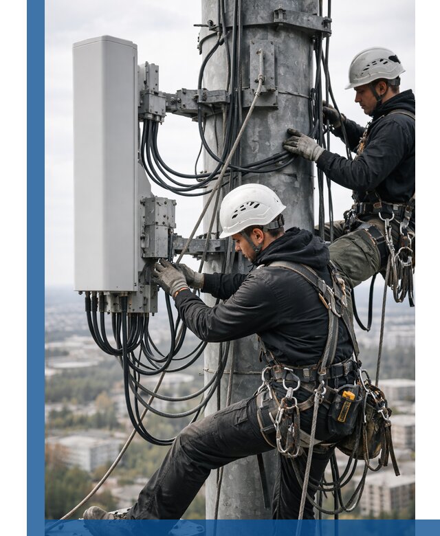 Монтаж оборудования связи на мачте в Белове с пусконаладкой