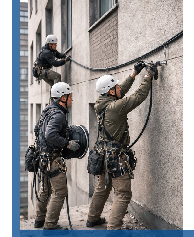 Прокладка кабеля по фасаду в Белове, профессиональный монтаж