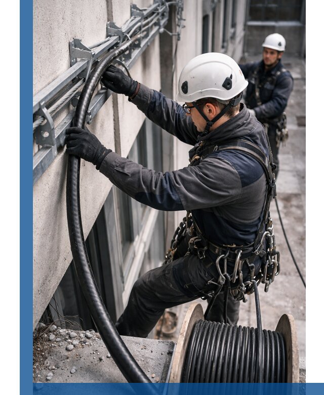 Протяжка кабеля питания на высоте в Белове с гарантией безопасности и качества